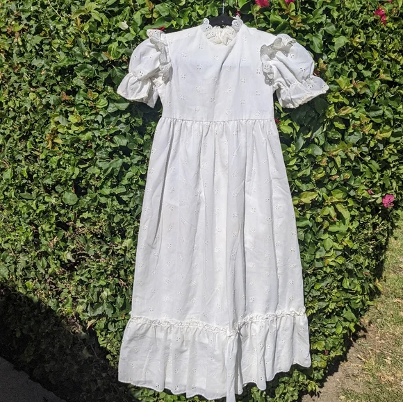 chinese dress ladies Gunne Sax Style Dreamy Prairie White Dress 130 cm/ 51 Inches / M I Retro Fairy main image 0